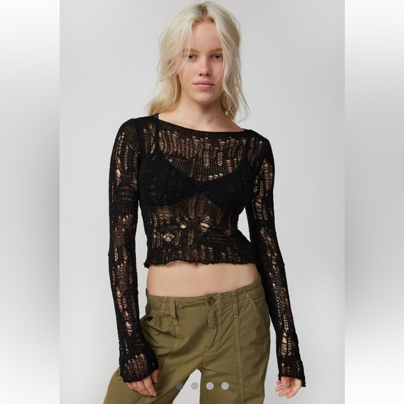 Distressed goth knit black long sleeve sweater urban outfitters - Picture 9 of 9